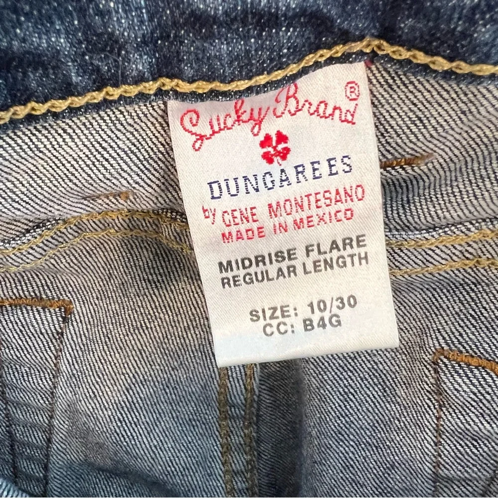 Lucky Brand Dungarees Jeans Mid Rise Flare Denim Women Jeans 10/30 Reg Dark Wash